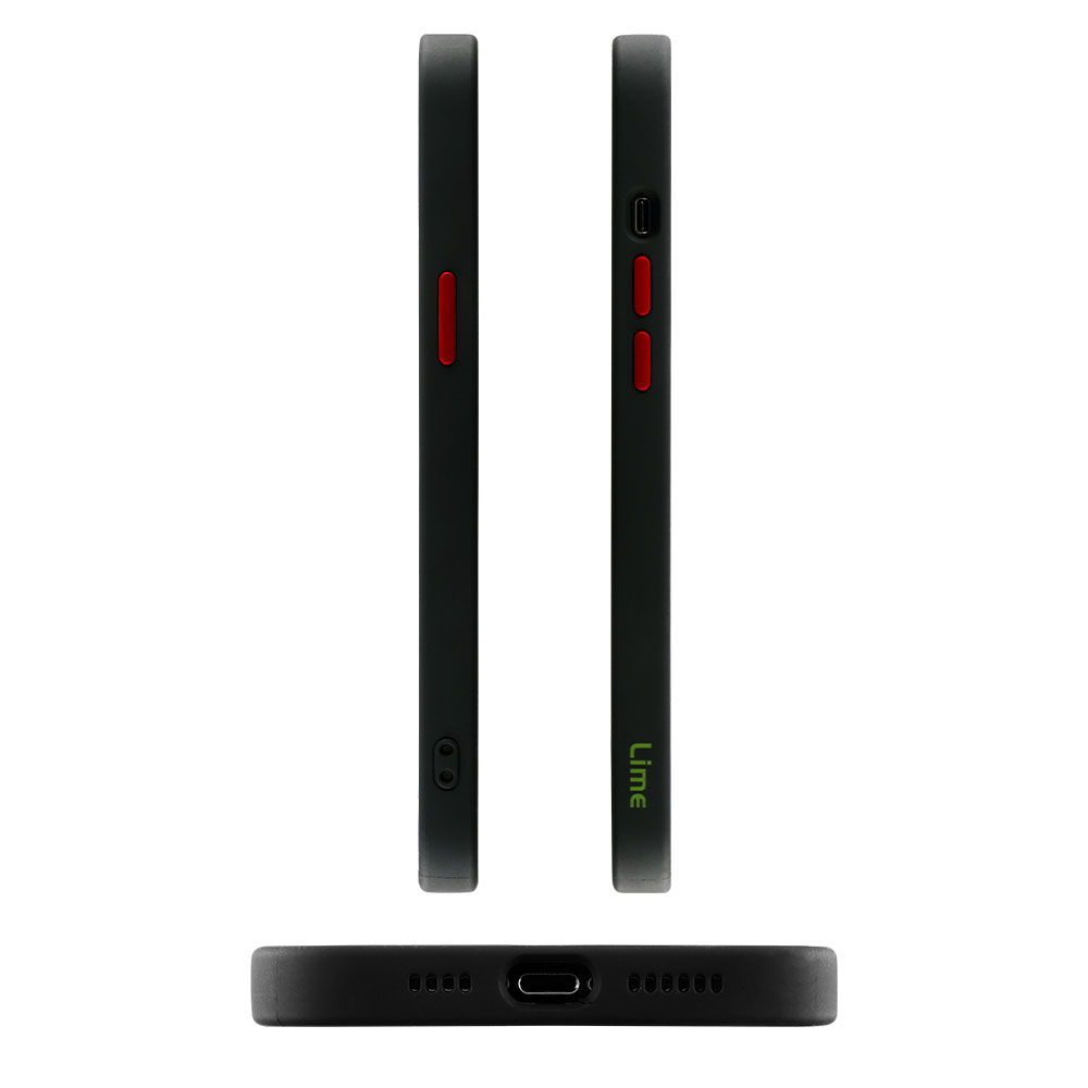 LIME ΘΗΚΗ IPHONE 15 PRO 6.1" HARDSHELL FUSION FULL CAMERA PROTECTION BLACK WITH RED KEYS - Image 3