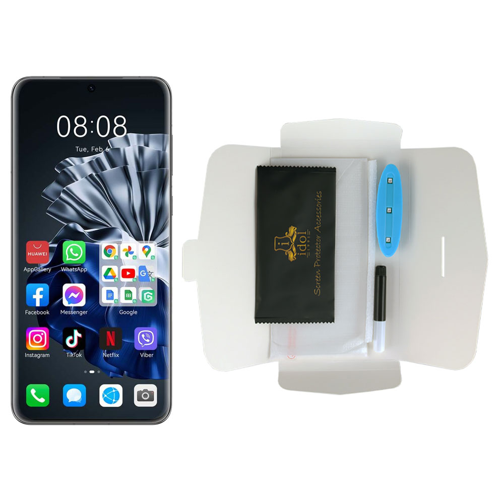 IDOL 1991 UV TEMPERED GLASS HUAWEI P60 PRO 6.67in 9H 0.20mm 10D SEMI WITH GLUE-TOOL FINGER UNLOCK FULL COVER TRANSPARENT - Image 5