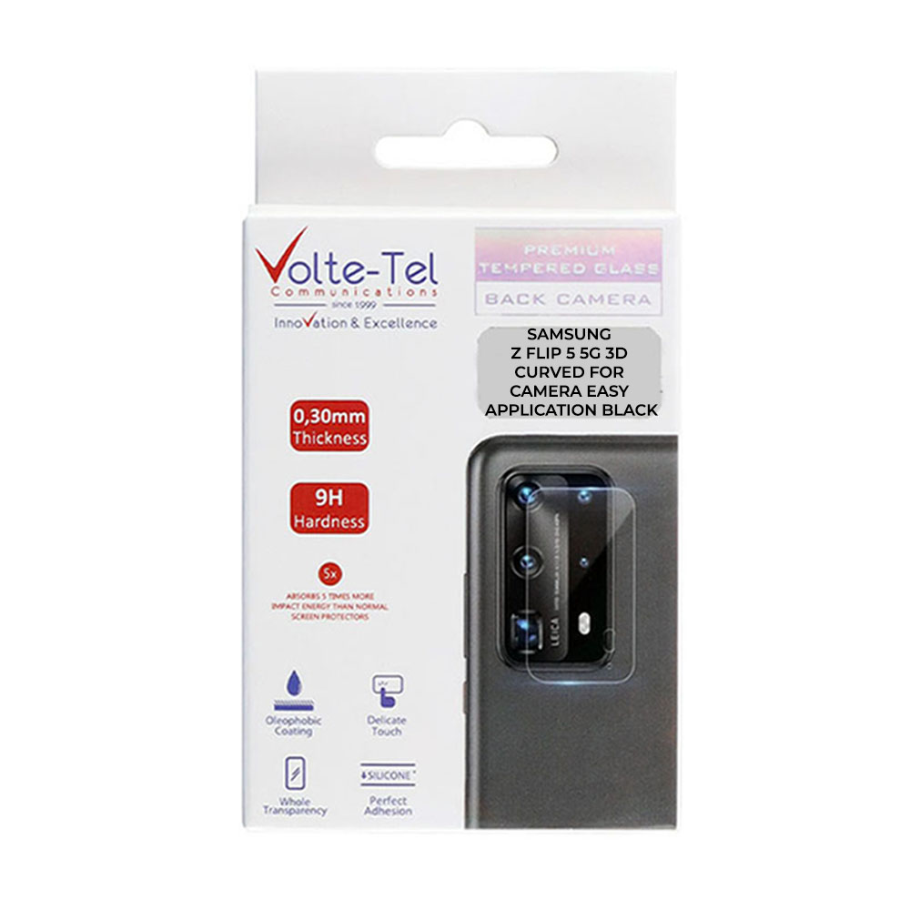 VOLTE-TEL CAMERA GLASS COVER SAMSUNG Z FLIP 5 5G F731 6.7in 9H 0.30MM EASY APPLICATION BLACK - Image 2