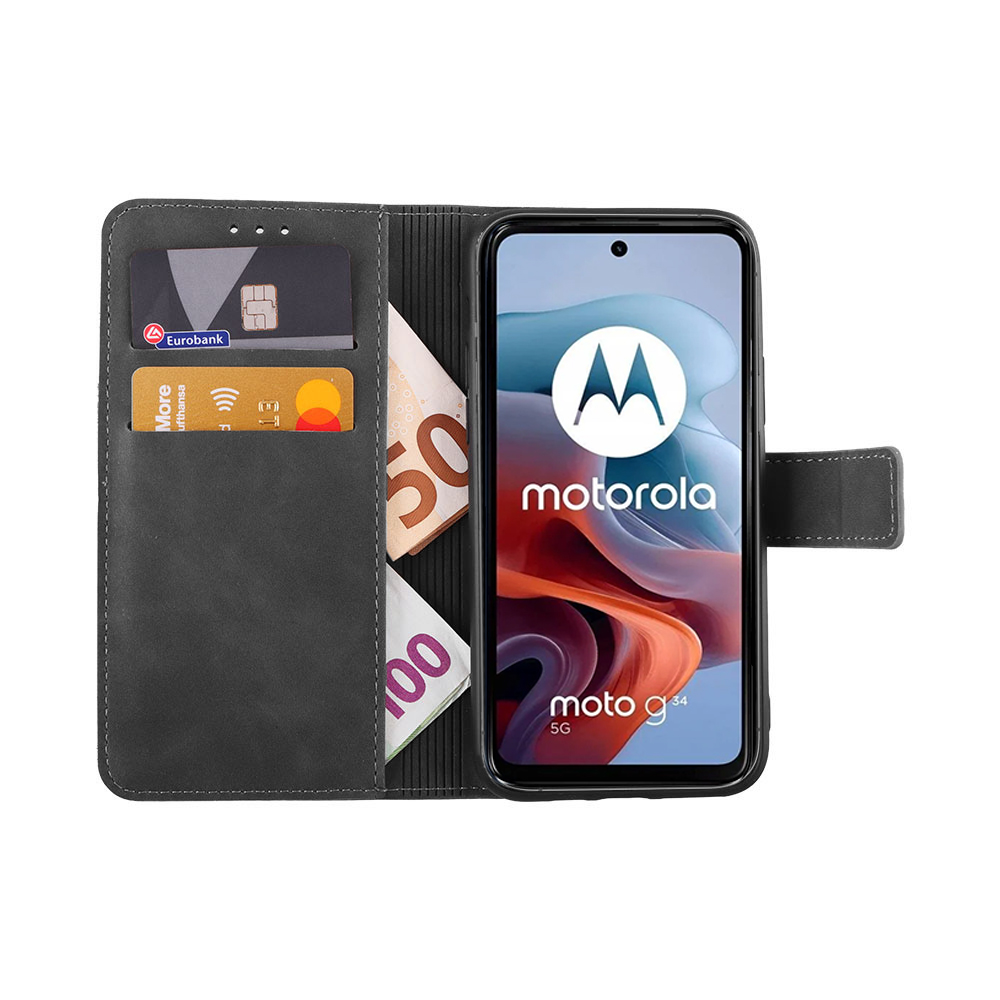 LIME ESSENTIAL ΘΗΚΗ MOTOROLA MOTO G34 5G XT2363-3 6.5in MAGNET BOOK STAND CLIP GREY - Image 5