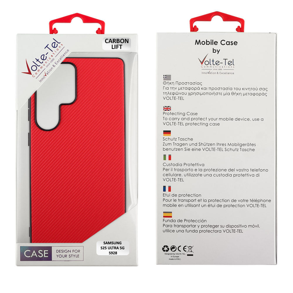 VOLTE-TEL CARBON LIFT ΘΗΚΗ SAMSUNG S25 ULTRA 5G S928 6.9in CAMERA GUARD RED - Image 2