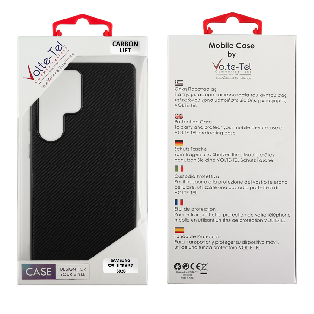 VOLTE-TEL CARBON LIFT ΘΗΚΗ SAMSUNG S25 ULTRA 5G S928 6.9in CAMERA GUARD BLACK - Image 2