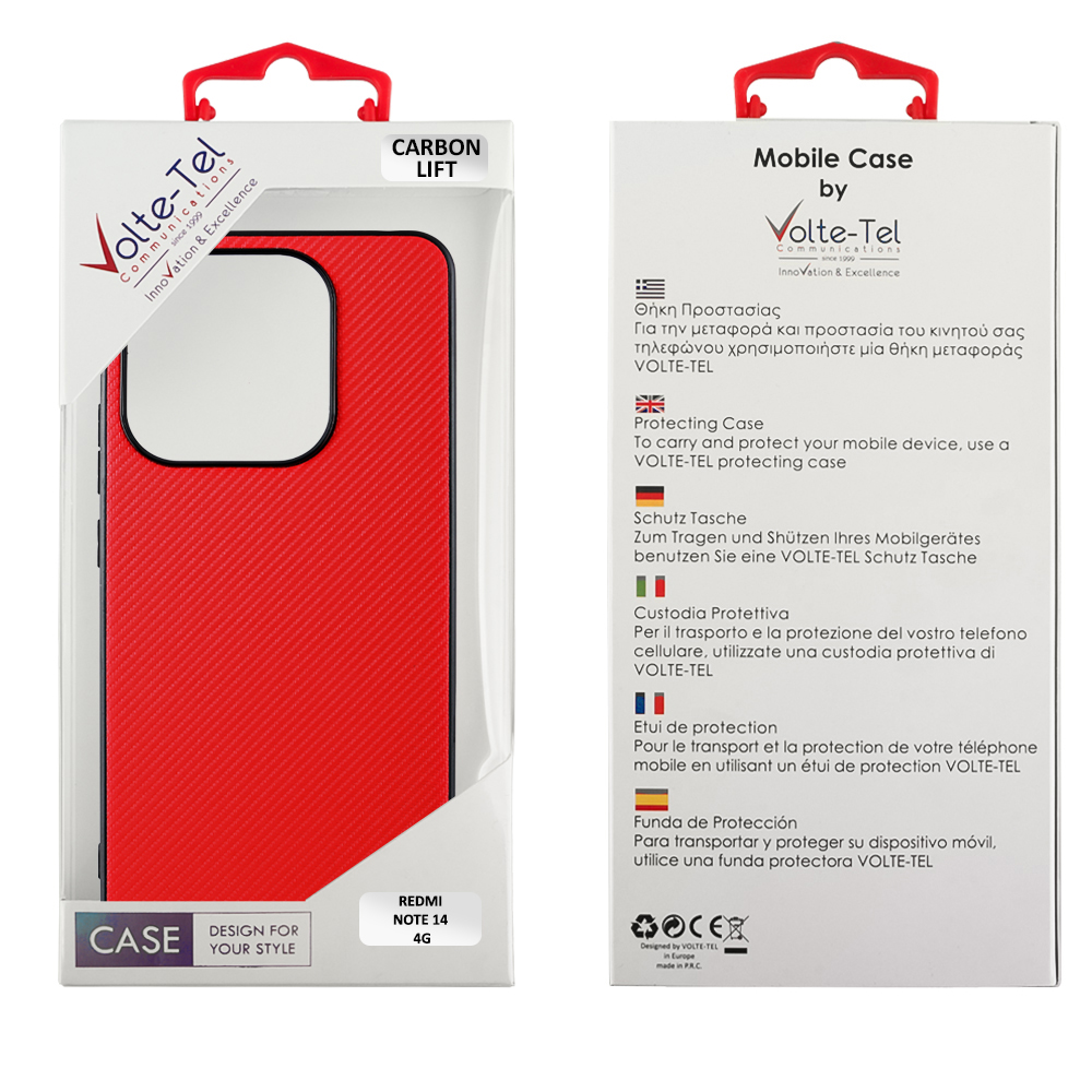 VOLTE-TEL CARBON LIFT ΘΗΚΗ XIAOMI REDMI NOTE 14 4G 6.67in CAMERA GUARD RED - Image 2