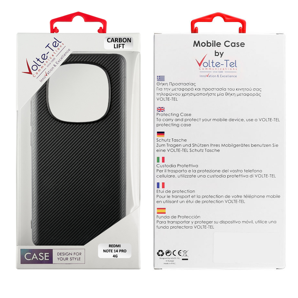 VOLTE-TEL CARBON LIFT ΘΗΚΗ XIAOMI REDMI NOTE 14 PRO 4G 6.67in CAMERA GUARD BLACK - Image 2