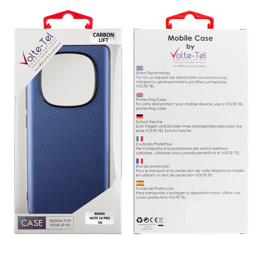 VOLTE-TEL CARBON LIFT ΘΗΚΗ XIAOMI REDMI NOTE 14 PRO 4G 6.67in CAMERA GUARD BLUE - Image 2
