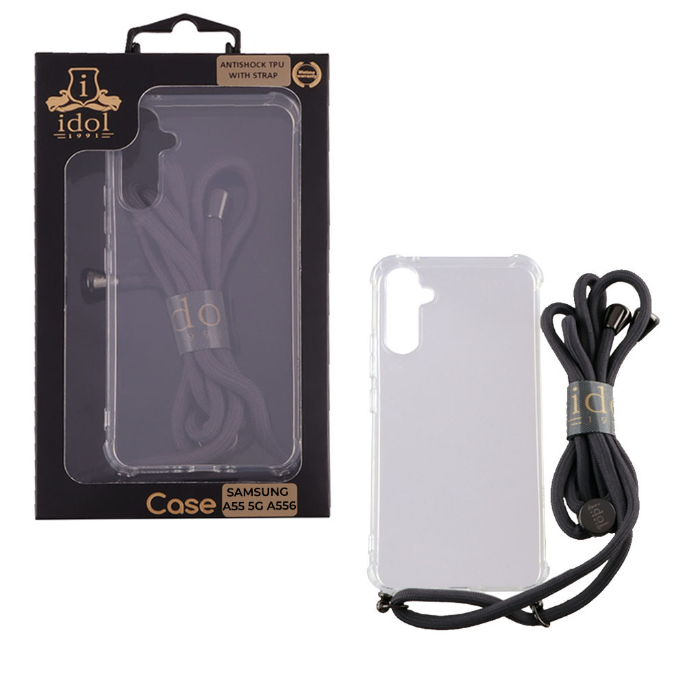 IDOL 1991 ANTISHOCK AIR TPU ΘΗΚΗ SAMSUNG A55 5G A556 6.6in WITH STRAP CAMERA GUARD ΔΙΑΦΑΝΗ