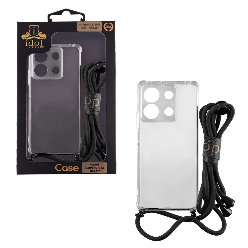 IDOL 1991 ANTISHOCK AIR TPU ΘΗΚΗ XIAOMI REDMI NOTE 13 5G 6.67in WITH STRAP FULL CAMERA PROTECTION ΔΙΑΦΑΝΗ