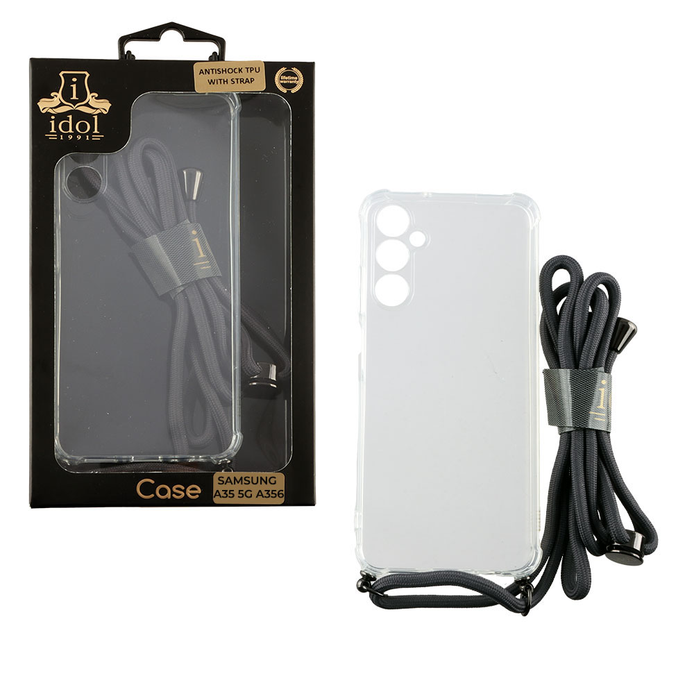 IDOL 1991 ANTISHOCK AIR TPU ΘΗΚΗ SAMSUNG A35 5G A356 6.6in WITH STRAP FULL CAMERA PROTECTION ΔΙΑΦΑΝΗ