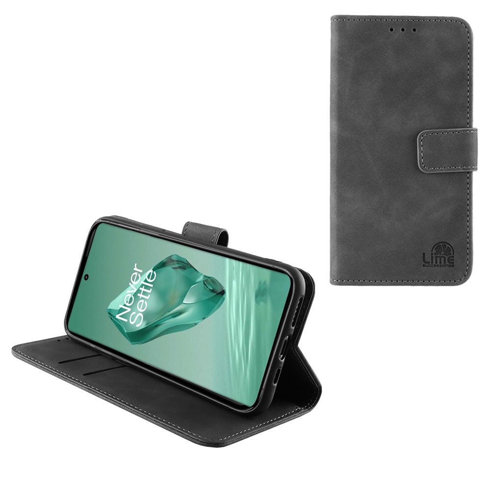 LIME ESSENTIAL ΘΗΚΗ ONEPLUS 12 5G 6.82in MAGNET BOOK STAND CLIP GREY