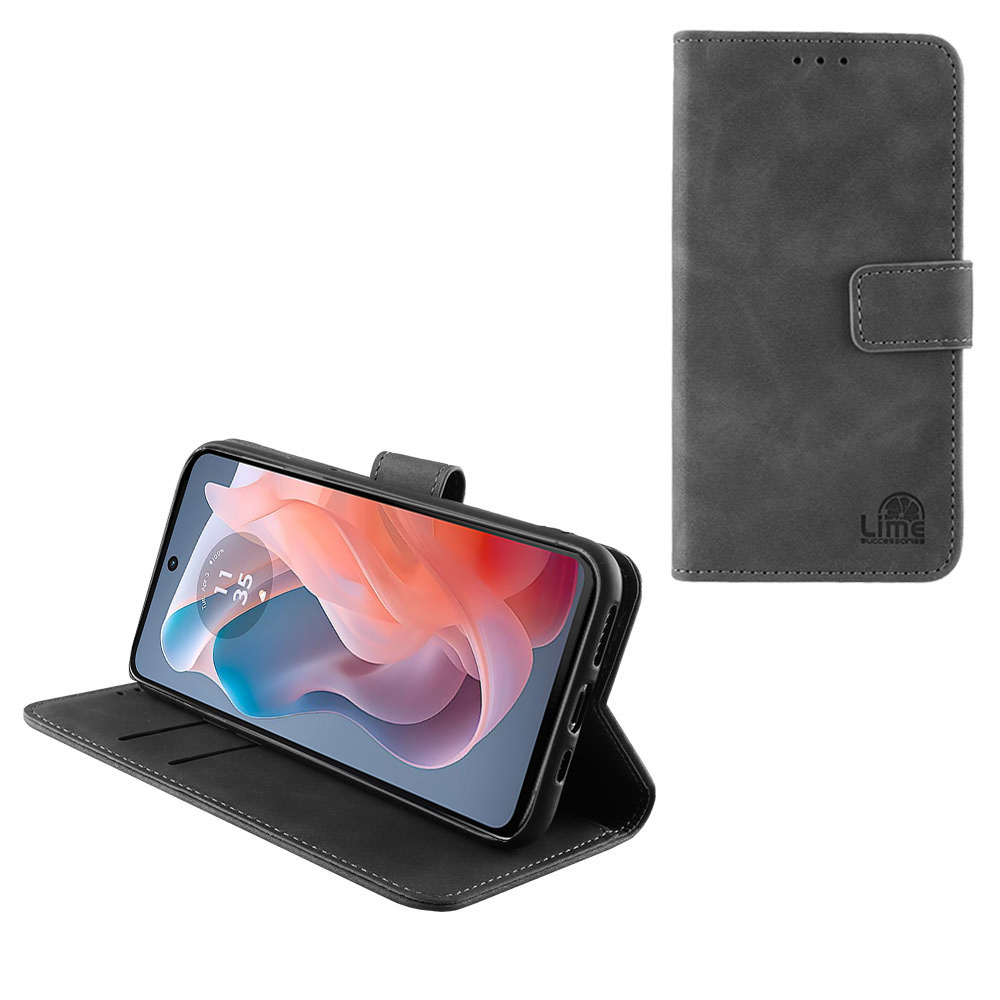 LIME ESSENTIAL ΘΗΚΗ MOTOROLA MOTO G POWER 5G 6.8in MAGNET BOOK STAND CLIP GREY