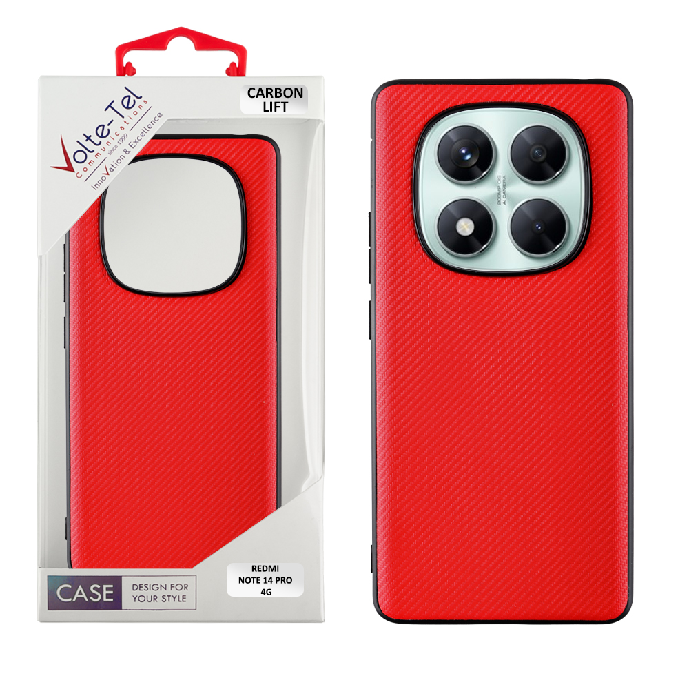 VOLTE-TEL CARBON LIFT ΘΗΚΗ XIAOMI REDMI NOTE 14 PRO 4G 6.67in CAMERA GUARD RED