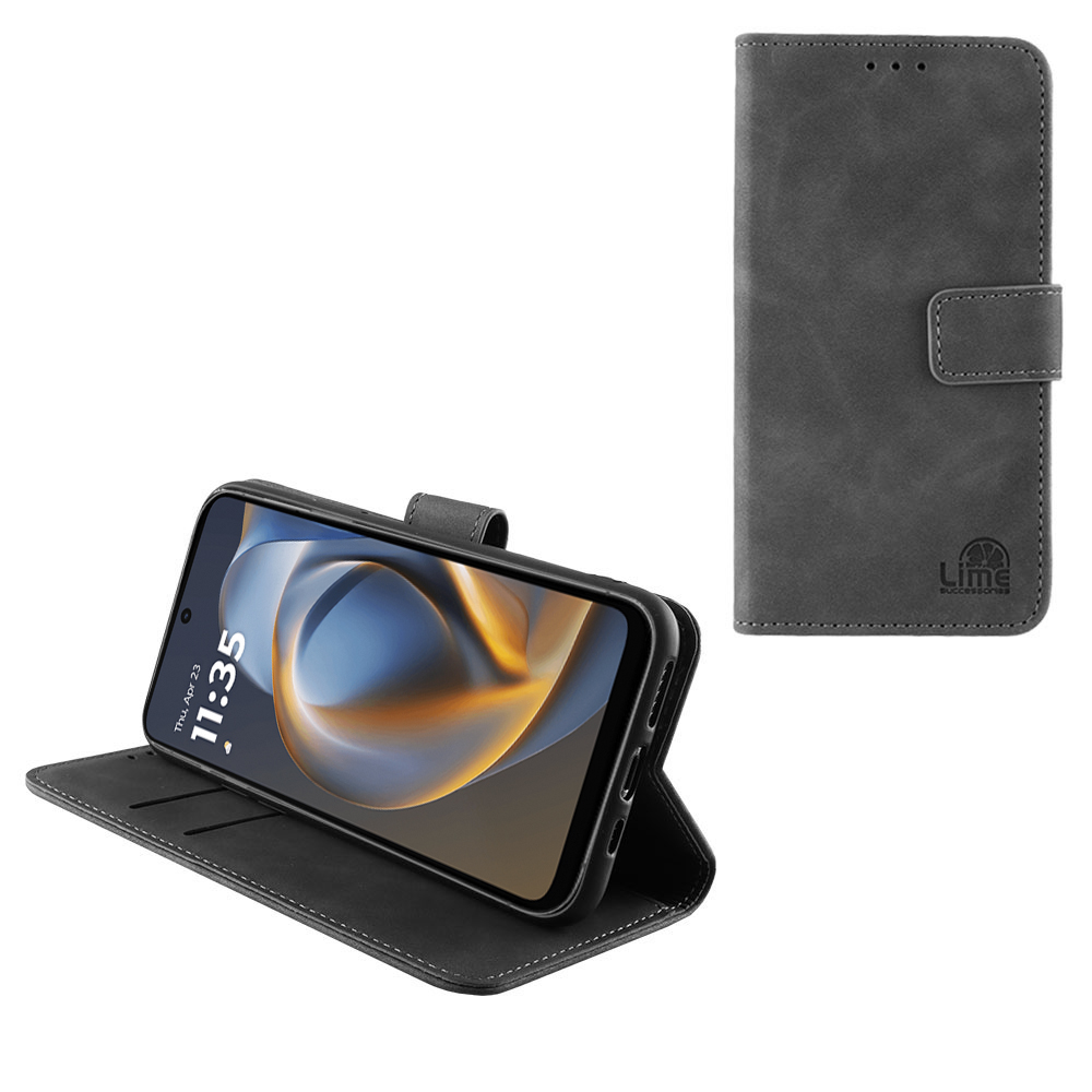 LIME ESSENTIAL ΘΗΚΗ MOTOROLA MOTO G05 6.67in MAGNET BOOK STAND CLIP GREY