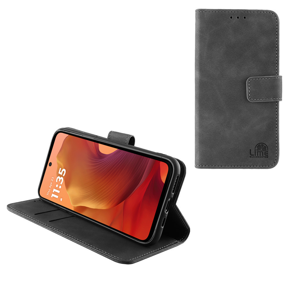 LIME ESSENTIAL ΘΗΚΗ MOTOROLA MOTO G15/G15 POWER 6.72in MAGNET BOOK STAND CLIP GREY