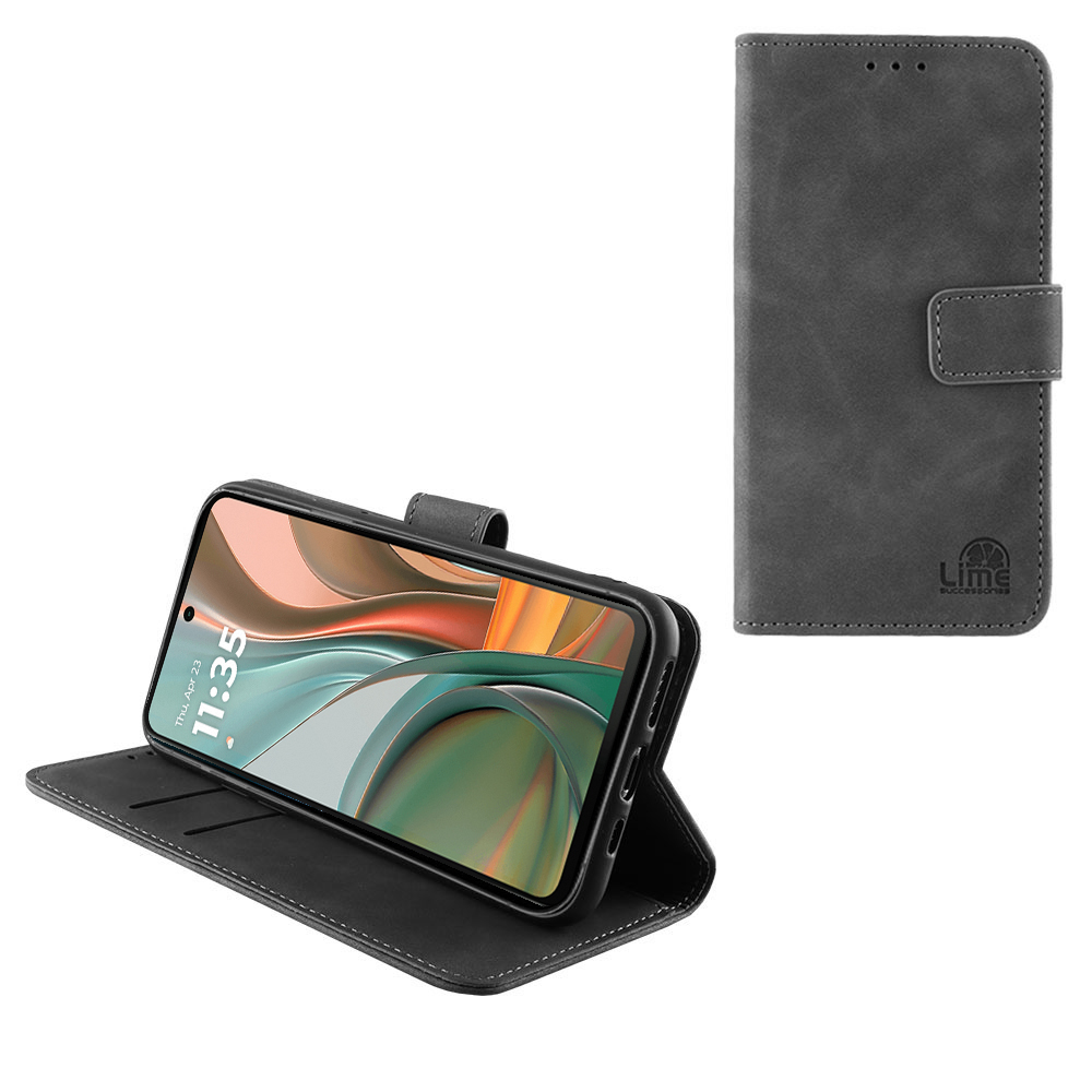 LIME ESSENTIAL ΘΗΚΗ MOTOROLA MOTO G75 6.78in MAGNET BOOK STAND CLIP GREY