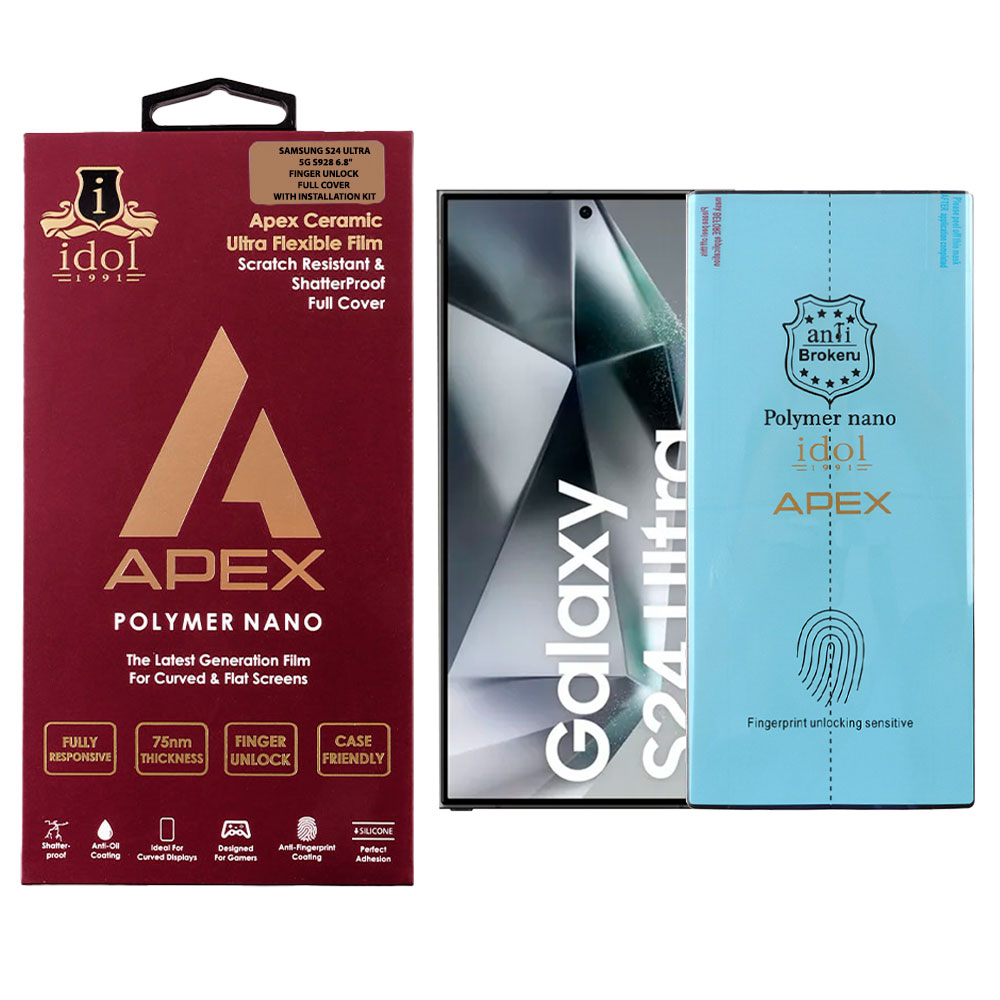 IDOL 1991 APEX POLYMER NANOTECH FILM SAMSUNG S24 ULTRA 5G S928 6.8in FINGER UNLOCK FULL COVER WITH INSTALLATION KIT