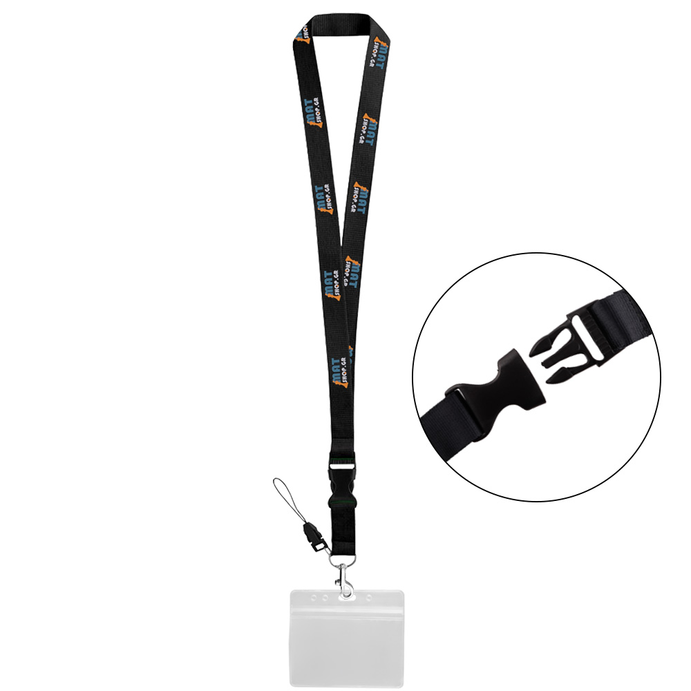 MATSHOP ΣΥΝΕΔΡΙΑΚΟ ΚΟΡΔΟΝΙ ΛΑΙΜΟΥ ΥΦΑΣΜΑΤΙΝΟ 50cm ME ΓΑΝΤΣΟ ΓΙΑ ΚΑΡΤΑ/ΚΛΕΙΔΙΑ ΚΑΙ ΔΙΑΦΑΝΗ PVC ΘΗΚΗ ΚΑΡΤΑΣ BLACK UNIVERSAL