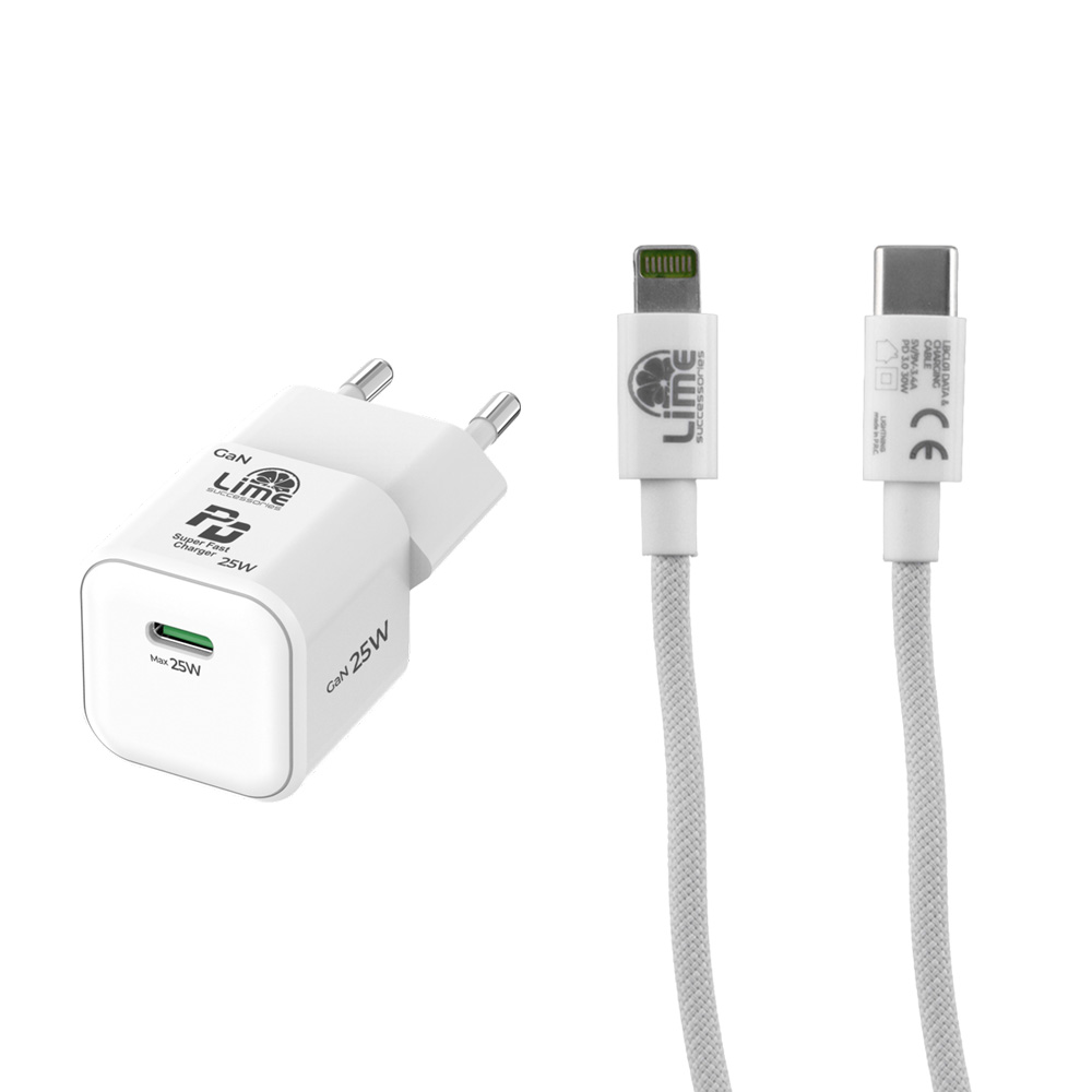 LIME TYPE C MINI GAN PD 3.0 SUPER FAST TRAVEL LGC25W 5V 4.0A/ 9V 2.77A 25W+ BRAIDED ΦΟΡΤΙΣΗΣ-DATA LBCL01 TYPE C TO LIGHTNING 30 - Image 12