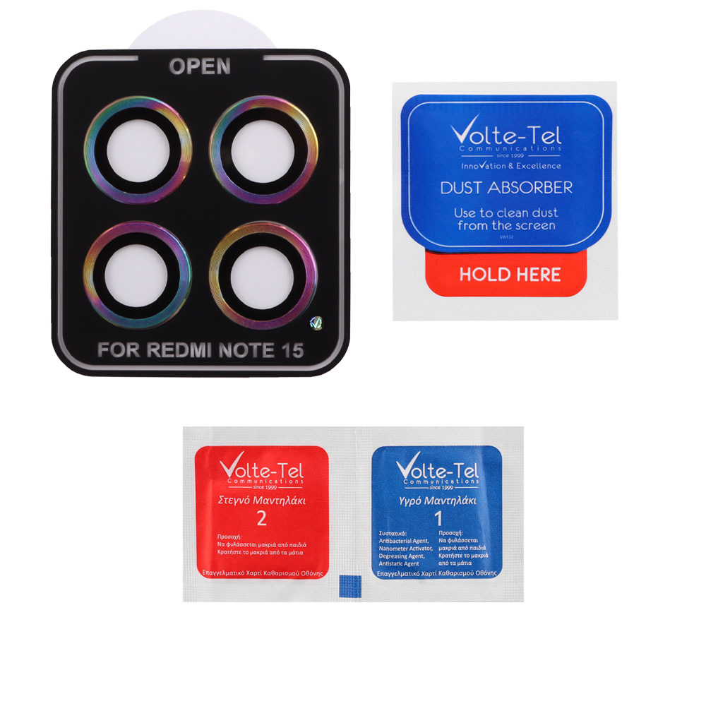 VOLTE-TEL CAMERA GLASS COVER XIAOMI REDMI NOTE 15 5G /POCO M8 5G 6.77" 9H 0.30MM EASY APPLICATION RAINBOW - Image 3