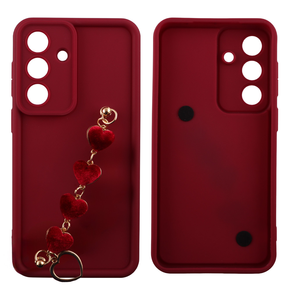 VOLTE-TEL ΘΗΚΗ SAMSUNG S26 PLUS 5G 6.7" SILICON TPU WITH STRAP FULL CAMERA PROTECTION BURGUNDY WITH RED HEARTS - Image 3
