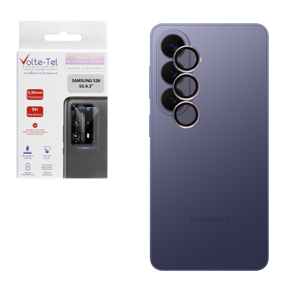 VOLTE-TEL CAMERA GLASS COVER SAMSUNG S26 5G 6.3" 9H 0.30MM PREMIUM EASY APPLICATION TITANIUM SILVER
