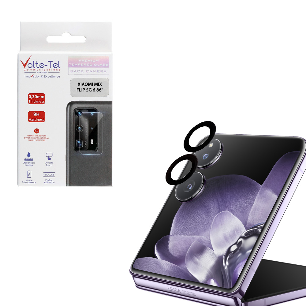 VOLTE-TEL CAMERA GLASS COVER XIAOMI MIX FLIP 5G 6.86in 9H 0.30MM EASY APPLICATION BLACK