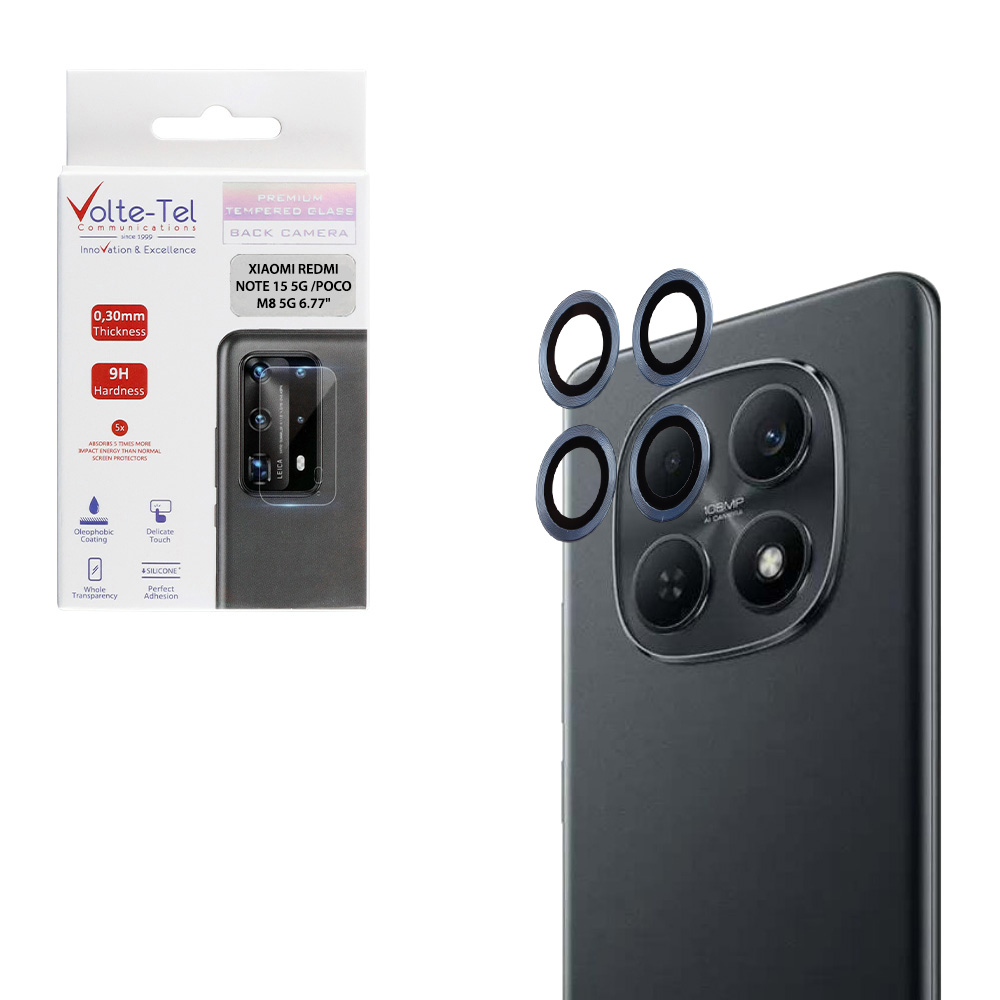 VOLTE-TEL CAMERA GLASS COVER XIAOMI REDMI NOTE 15 5G /POCO M8 5G 6.77" 9H 0.30MM EASY APPLICATION BLUE