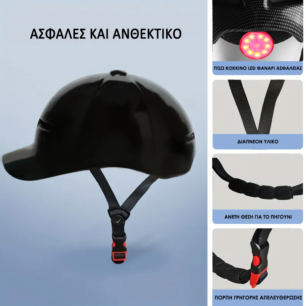 VOLTE-TEL ΚΡΑΝΟΣ ΓΙΑ ΠΑΤΙΝΙΑ-ΠΟΔΗΛΑΤΑ ΜΕ ΕΠΑΝΑΦΟΡΤΙΖΟΜΕΝΟ LED ΦΑΝΑΡΙ ΡΥΘΜΙΖΟΜΕΝΟ ΛΟΥΡΑΚΙ & ΑΕΡΙΣΜΟ LARGE SIZE CARBON BLACK - Image 5