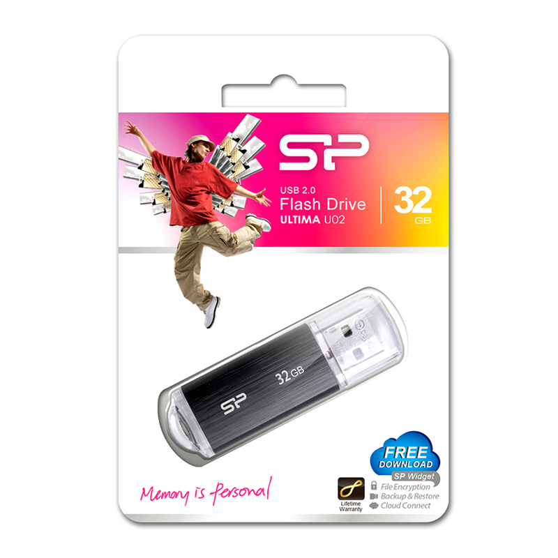 SILICON POWER USB FLASH DRIVE 32GB USB 2.0 ULTIMA U02 SP032GBUF2U02V1K BLACK - Image 2