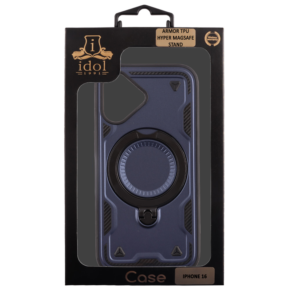 IDOL 1991 ΘΗΚΗ IPHONE 16 6.1" ARMOR TPU HYPER MAGSAFE STAND CAMERA GUARD BLUE - Image 2