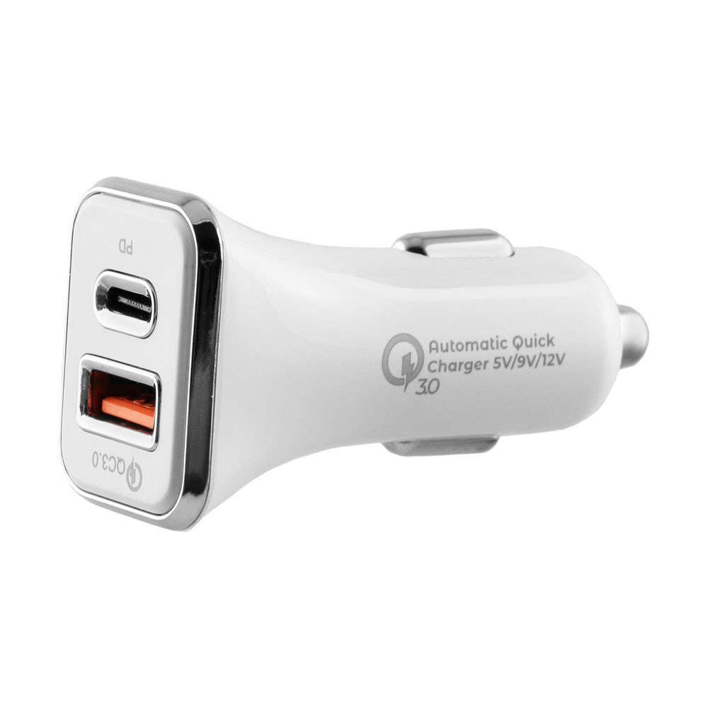 LIME DUAL ΦΟΡΤΙΣΤΗΣ ΑΥΤΟΚΙΝΗΤΟΥ USB 3.0/PD TYPE C FAST CAR CHARGER QC 3.0 LCUPD21 40W 5V-7A/9V-4.8A/12V-3.6A WHITE - Image 3