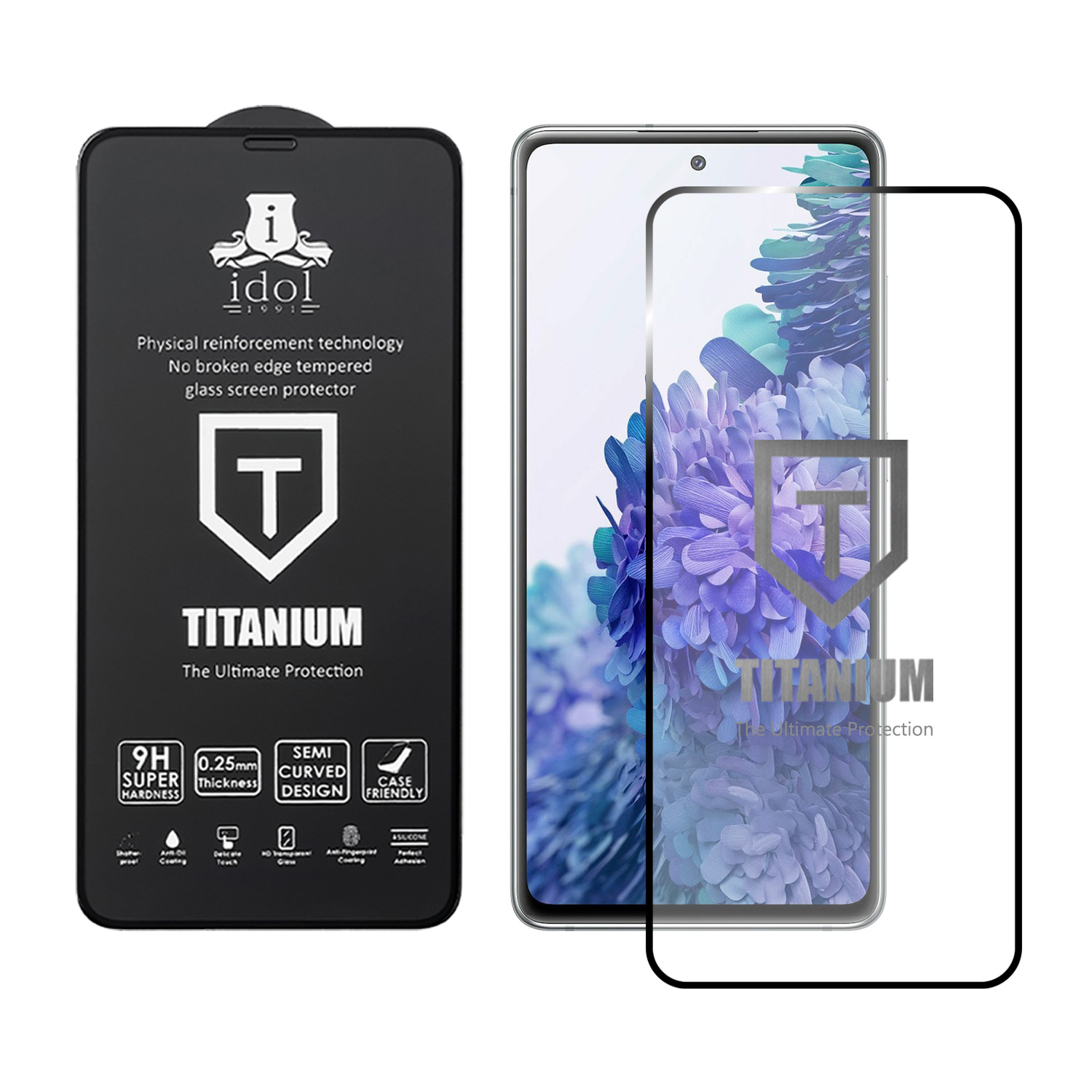 IDOL 1991 TITANIUM TEMPERED GLASS SAMSUNG S20 FE 4G G780 6.5in 9H 0.25mm SEMI CURVED FULL GLUE BLACK - Image 2