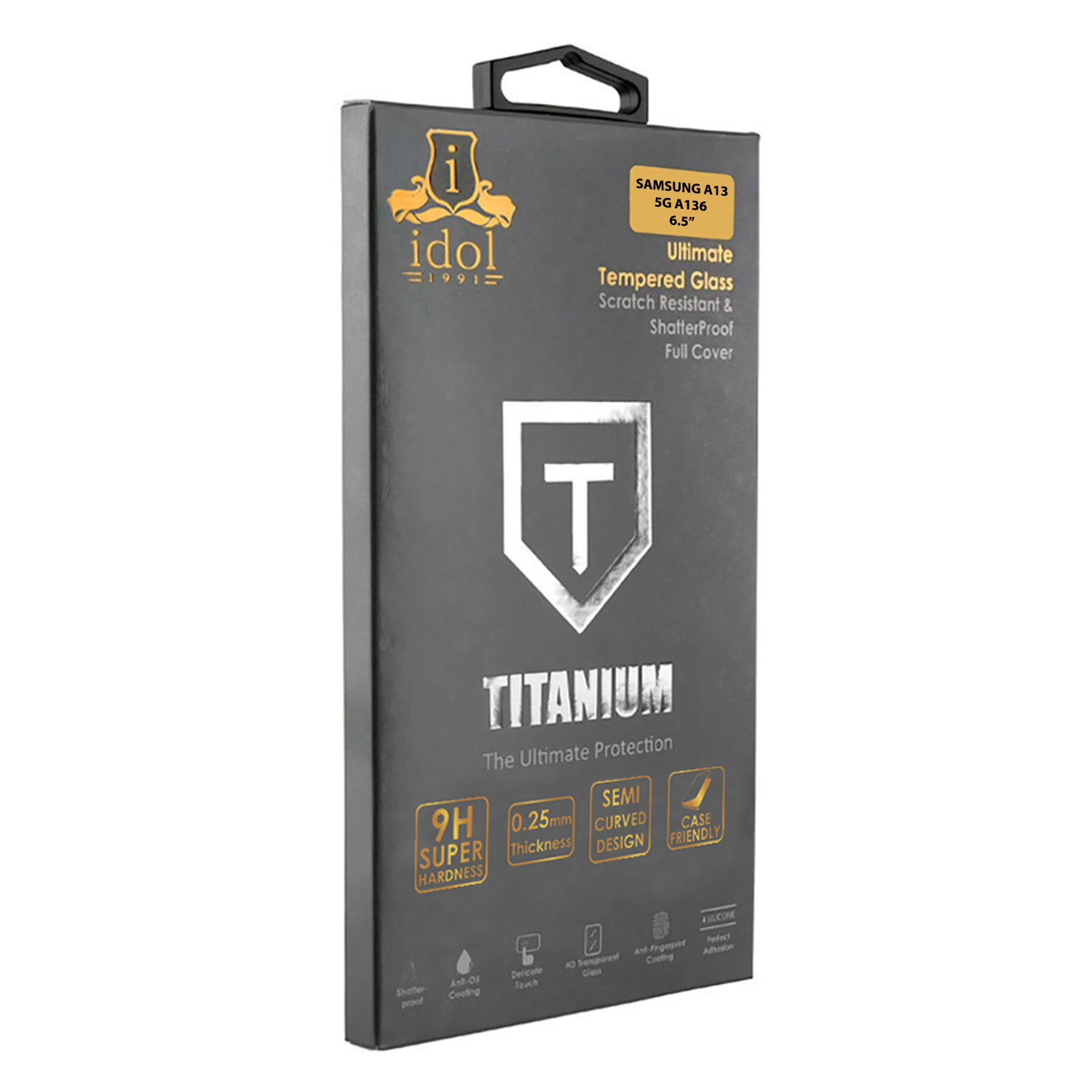 IDOL 1991 TITANIUM TEMPERED GLASS SAMSUNG A13 5G A136 6.5in 9H 0.25mm SEMI CURVED FULL GLUE BLACK - Image 5