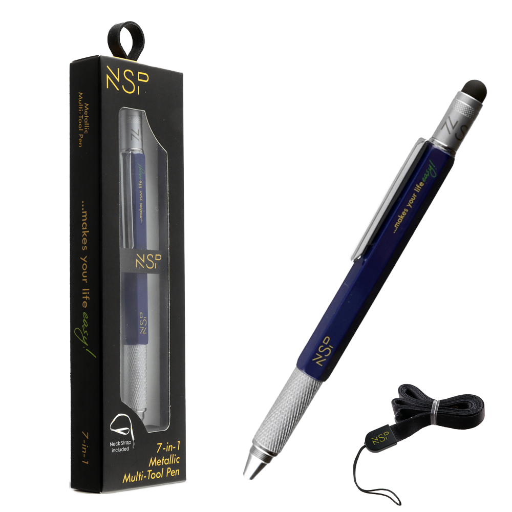 NSP ΣΤΥΛΟ 7 IN 1 METALLIC MULTI-TOOL PEN BLUE - Image 2