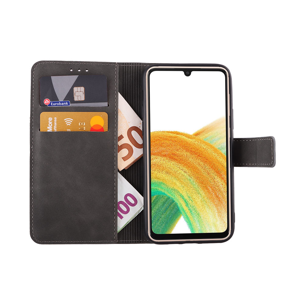 LIME ESSENTIAL ΘΗΚΗ SAMSUNG A33 5G A336 6.4in MAGNET BOOK STAND CLIP GREY - Image 2