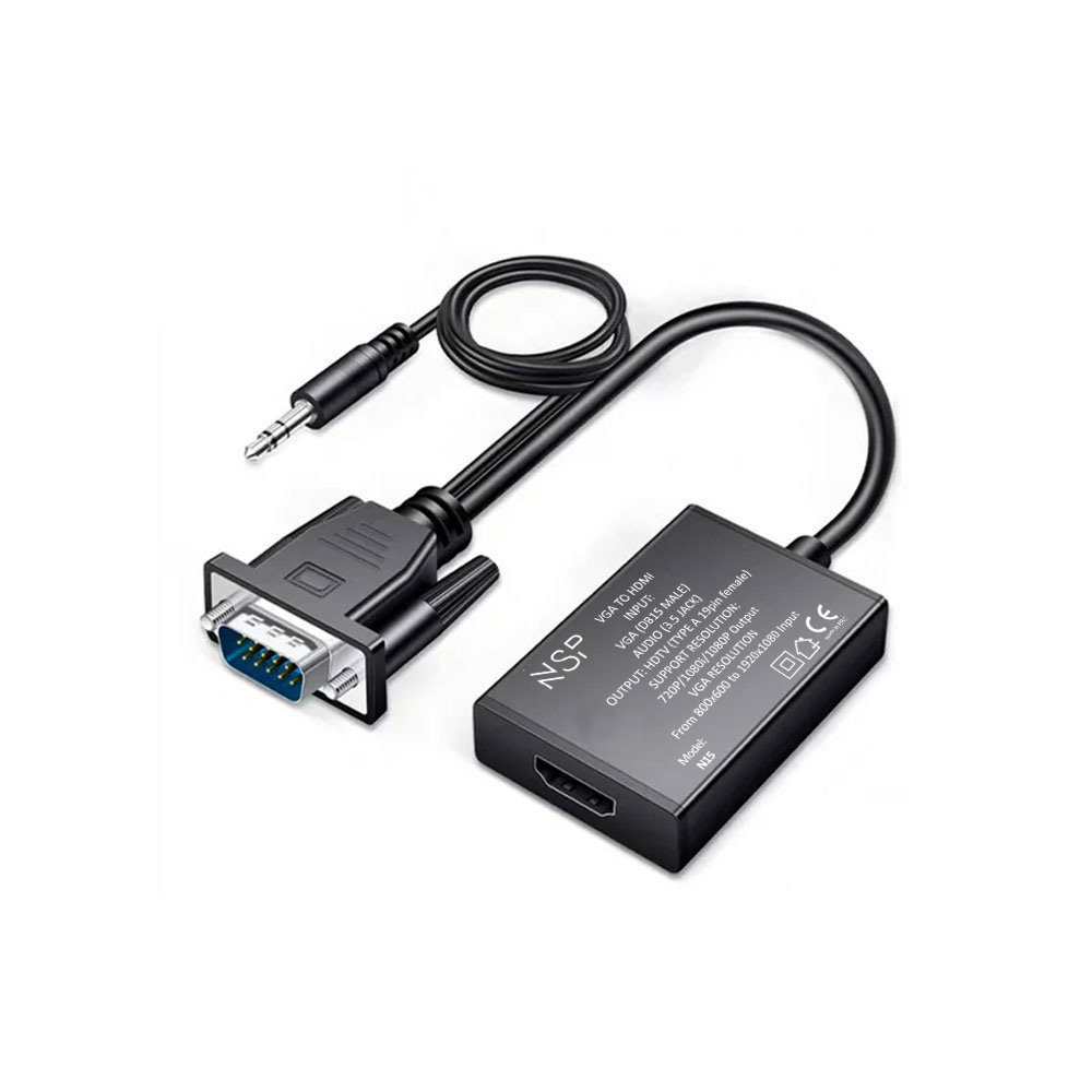 NSP N15 ΜΕΤΑΤΡΟΠΕΑΣ VGA/VGA/3.5mm MALE TO HDMI FEMALE 1920x1080 BLACK - Image 2