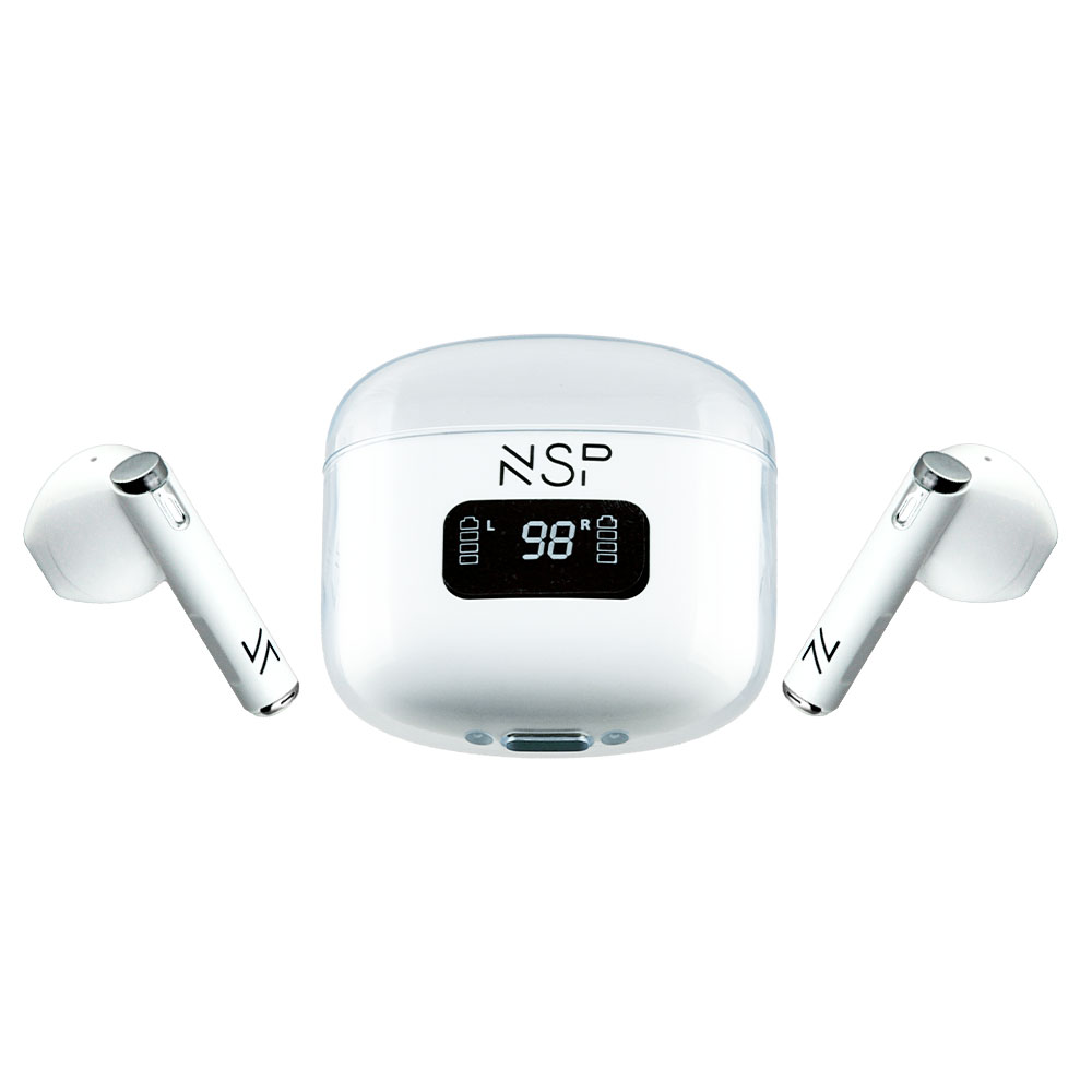 NSP BLUETOOTH STEREO BN550 NSPODS TWS HEADSET V5.3 ΜΕ ΘΗΚΗ ΦΟΡΤΙΣΗΣ - ΜΕΤΑΦΟΡΑΣ LED LCD WHITE - Image 4