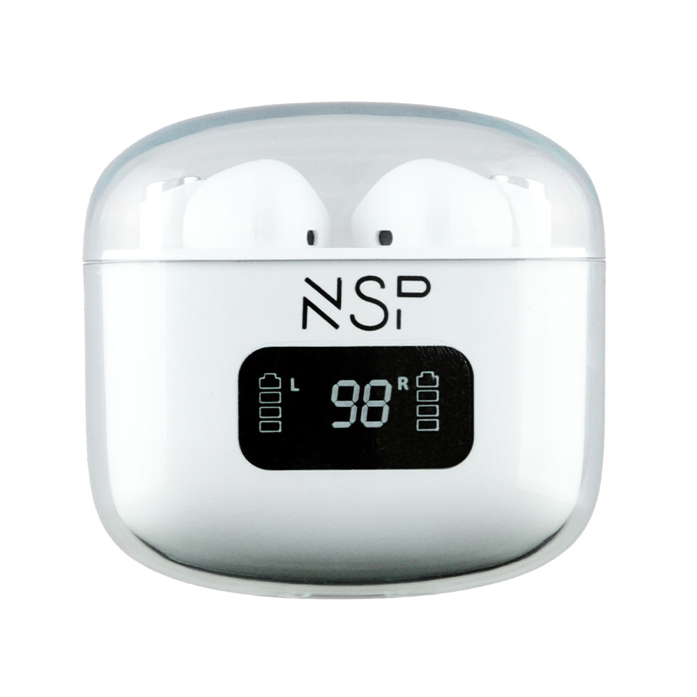 NSP BLUETOOTH STEREO BN550 NSPODS TWS HEADSET V5.3 ΜΕ ΘΗΚΗ ΦΟΡΤΙΣΗΣ - ΜΕΤΑΦΟΡΑΣ LED LCD WHITE - Image 5
