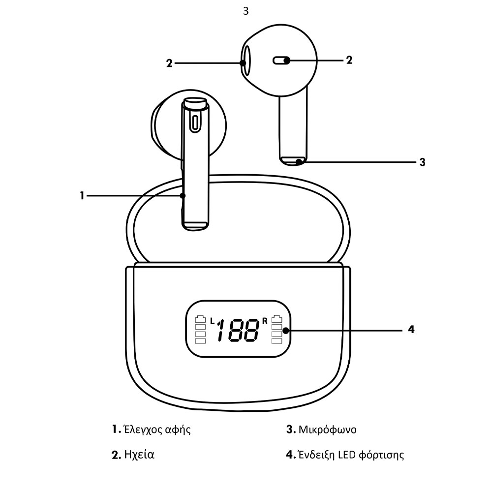NSP BLUETOOTH STEREO BN550 NSPODS TWS HEADSET V5.3 ΜΕ ΘΗΚΗ ΦΟΡΤΙΣΗΣ - ΜΕΤΑΦΟΡΑΣ LED LCD WHITE - Image 7