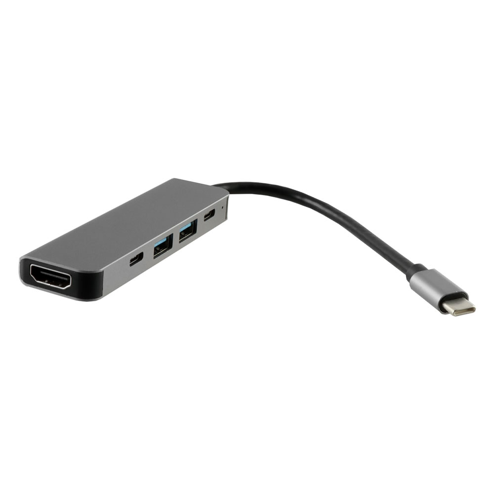 NSP N16 5 IN 1 USB-C HUB TYPE C TO HDMI 4K 30HZ/USB 3.0 5Gbps/2 USB 2.0/PD 3.0 100W/ TYPE C 3 5Gbps ALU GREY - Image 2