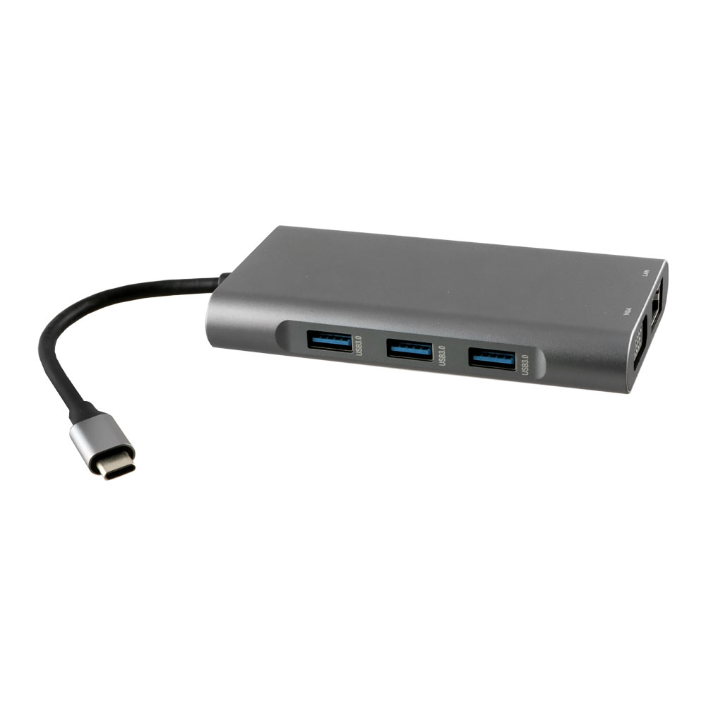 NSP N17 10 IN 1 USB-C HUB TYPE C TO VGA WITH AUDIO/RJ45 1000Mbps/PD 60W/SDXC/SD 3.0/USB 3.0 X3/ HDMI 4K ALU GREY - Image 2