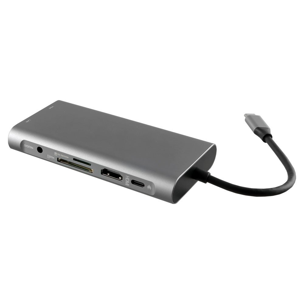 NSP N17 10 IN 1 USB-C HUB TYPE C TO VGA WITH AUDIO/RJ45 1000Mbps/PD 60W/SDXC/SD 3.0/USB 3.0 X3/ HDMI 4K ALU GREY - Image 3