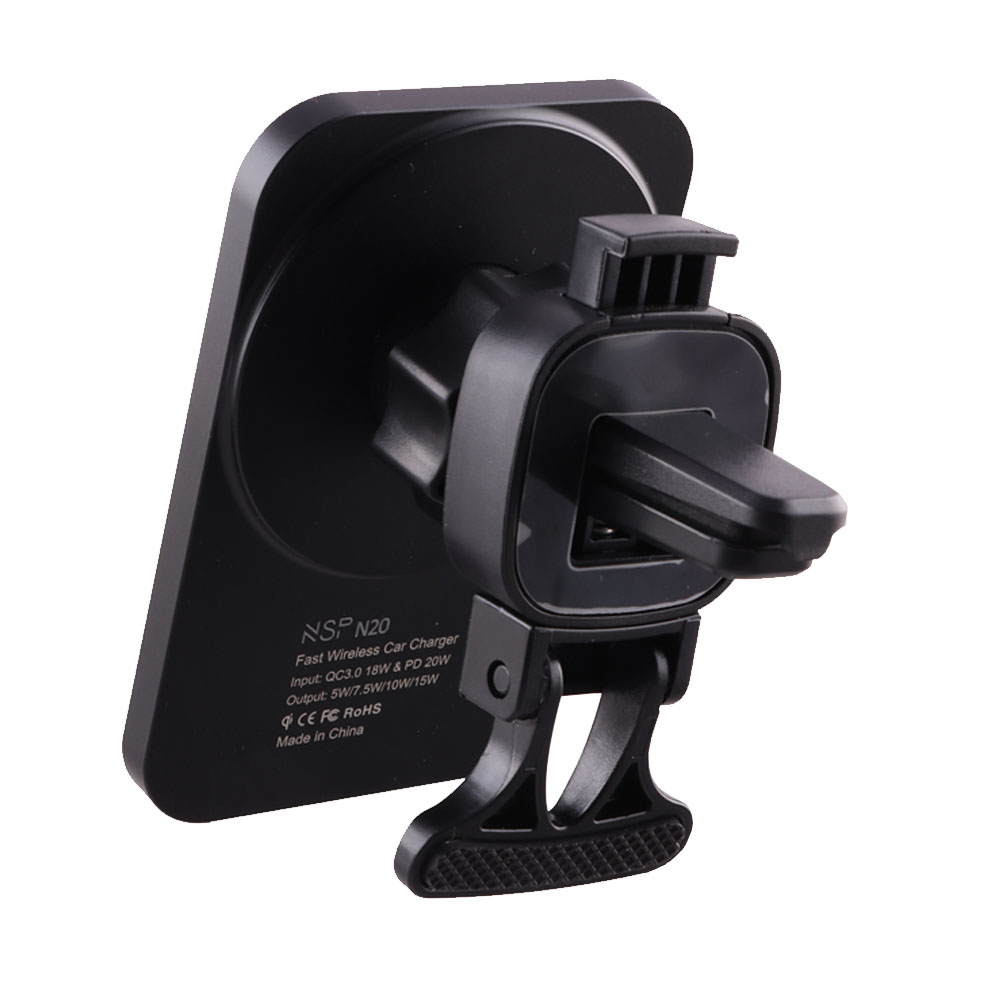 NSP N20 WIRELESS CAR CHARGER MAGSAFE 15W ALUMINIUM ALLOY USB-C 1m BLACK - Image 3