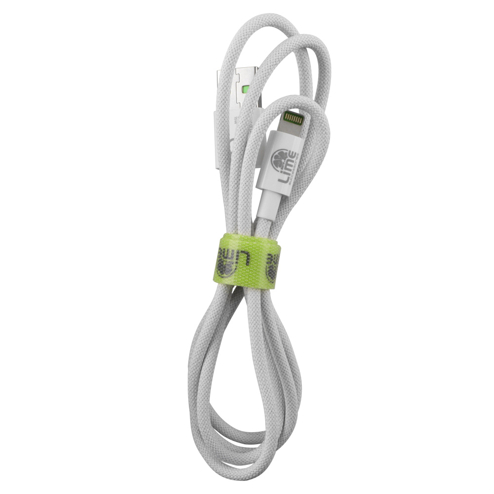 LIME LIGHTNING TO USB 3A ΦΟΡΤΙΣΗΣ-DATA DURABLE BRAIDED 1m LBUL01 WHITE - Image 3