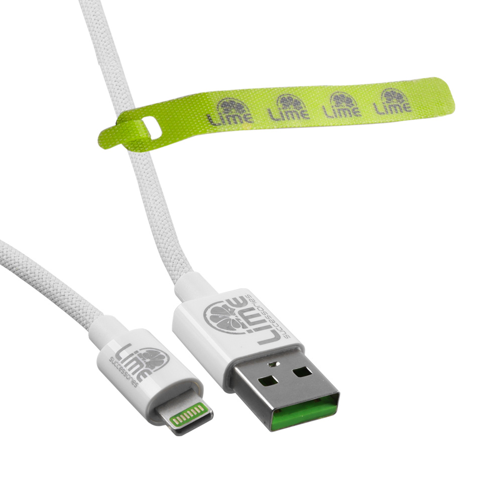 LIME LIGHTNING TO USB 3A ΦΟΡΤΙΣΗΣ-DATA DURABLE BRAIDED 1m LBUL01 WHITE - Image 5