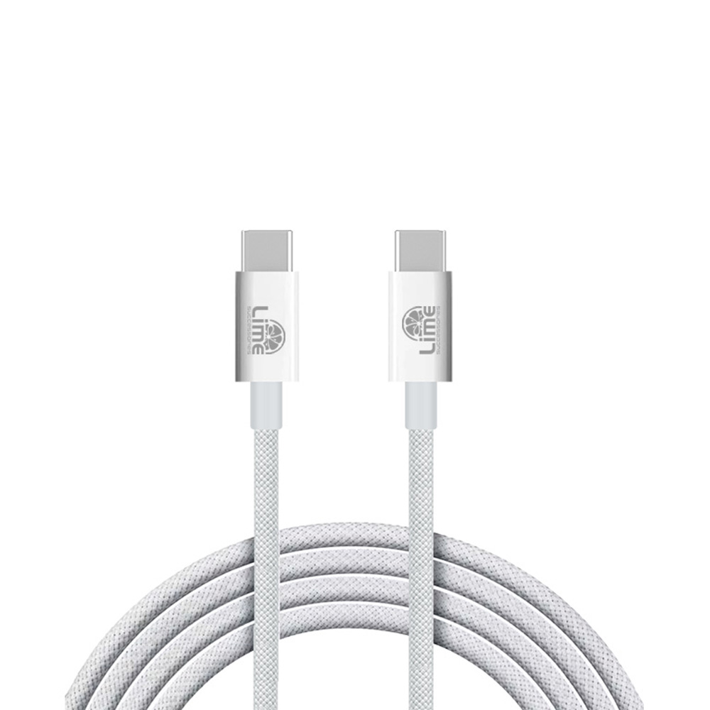 LIME USB-C TYPE C TO USB-C TYPE C 4A ΦΟΡΤΙΣΗΣ-DATA DURABLE BRAIDED 1m LBCC01 68W WHITE - Image 2