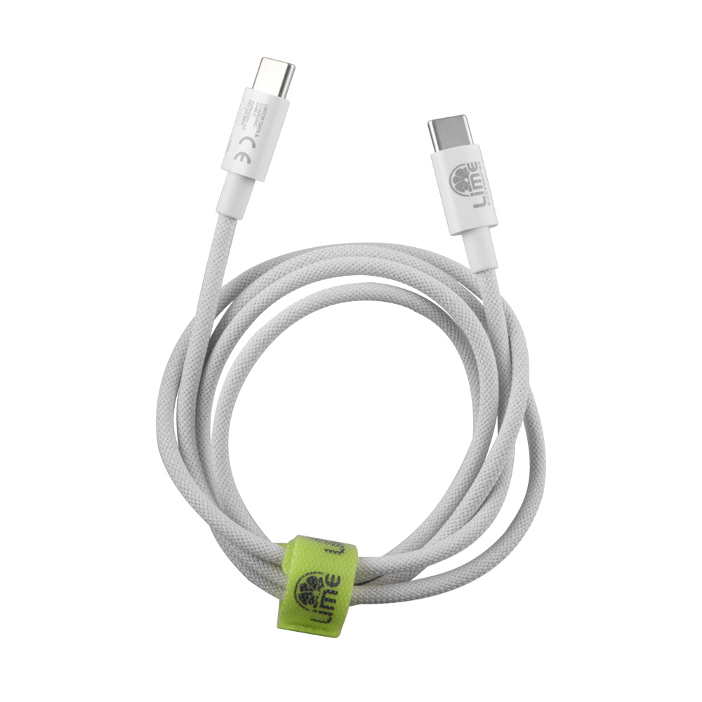 LIME USB-C TYPE C TO USB-C TYPE C 4A ΦΟΡΤΙΣΗΣ-DATA DURABLE BRAIDED 1m LBCC01 68W WHITE - Image 4