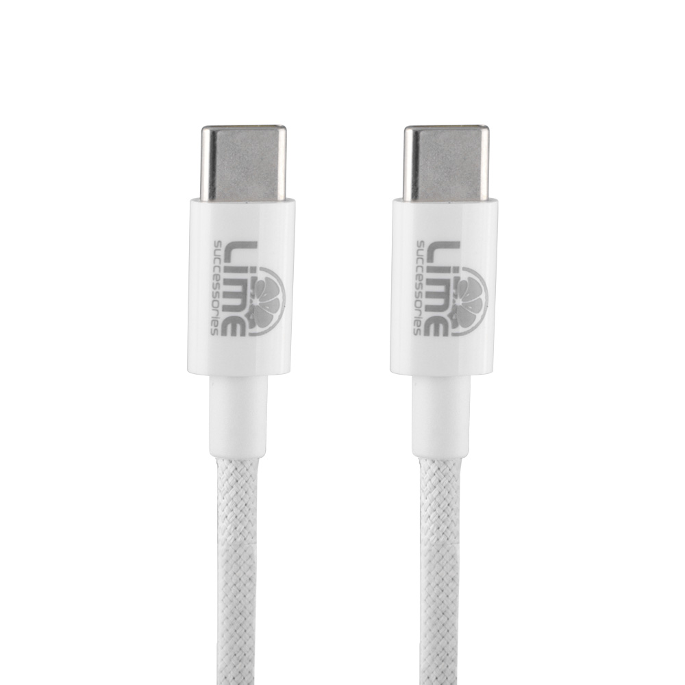 LIME USB-C TYPE C TO USB-C TYPE C 4A ΦΟΡΤΙΣΗΣ-DATA DURABLE BRAIDED 1m LBCC01 68W WHITE - Image 6