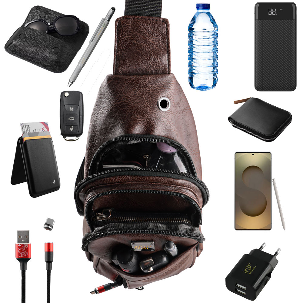 NSP N110 ALMOND ΤΣΑΝΤΑΚΙ CROSSBODY 8.5L ΔΕΡΜΑΤΙΝΟ BROWN - Image 8