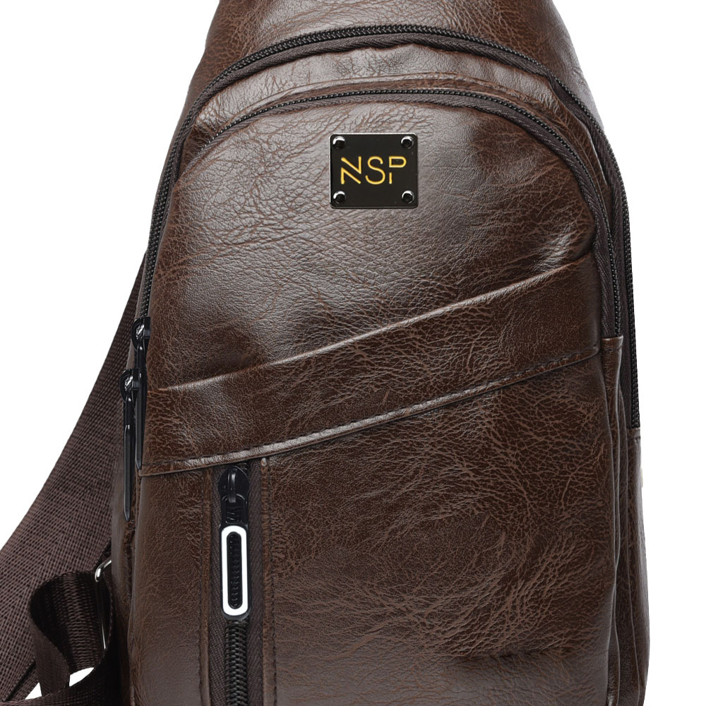 NSP N110 ALMOND ΤΣΑΝΤΑΚΙ CROSSBODY 8.5L ΔΕΡΜΑΤΙΝΟ BROWN - Image 9