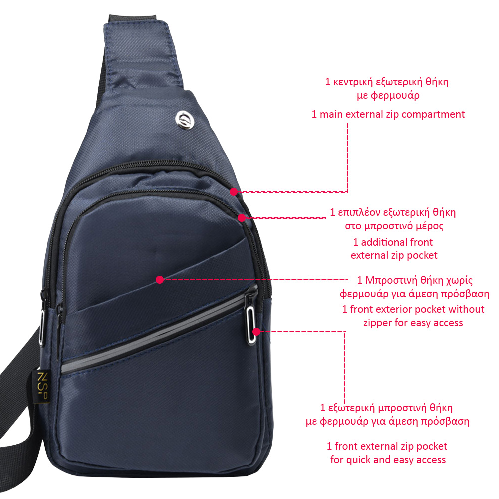 NSP N120 SPORT ΤΣΑΝΤΑΚΙ ΑΔΙΑΒΡΟΧΟ CROSSBODY 7.5L SOFT ΥΦΑΣΜΑΤΙΝΟ BLUE - Image 5
